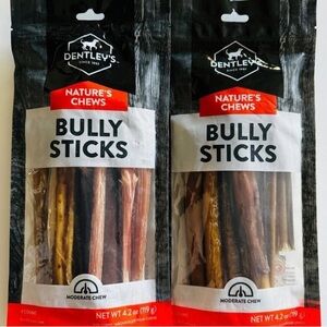 Dentley's Bully Sticks Dog Chew Treats New 2 Packs Bundle
